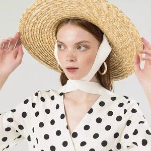 straw hat with ribbons